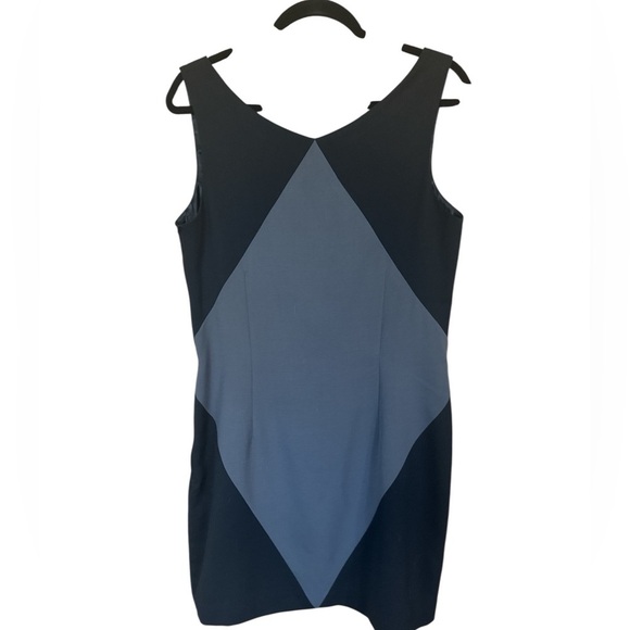 Women’s Abate Black and Gray Diamond Dress Size 12 Side Zip Knee Length - Picture 3 of 10